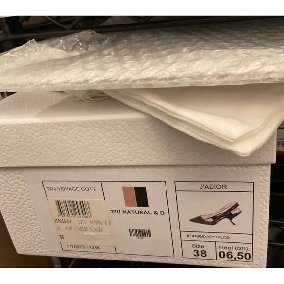 NWT Christian Dior J'ADIOR Slingback Pumps heels beige black Toile De Joey38US7. - Picture 7 of 7